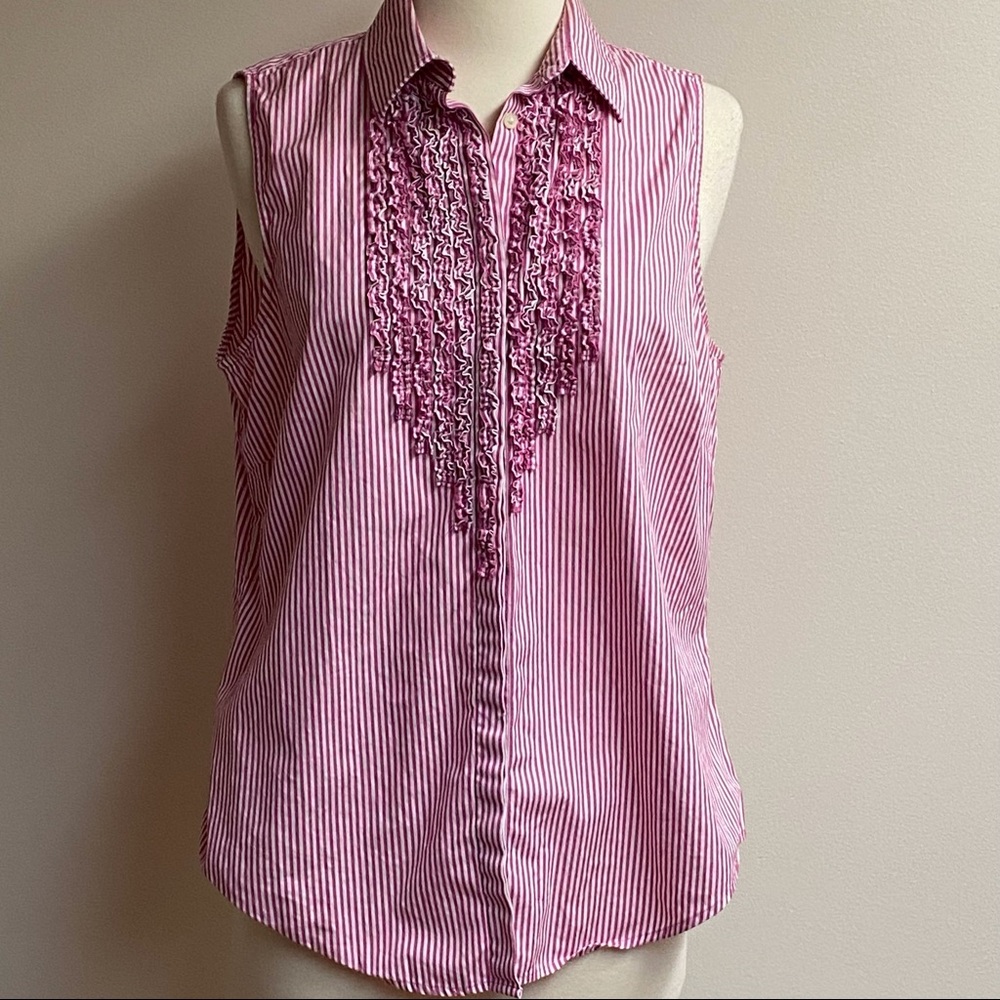 Lauren (Ralph Lauren) Striped Sleeveless Blouse